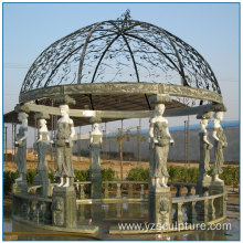 Outdoor life Size Lady Column Multi Color Marble Gazebo